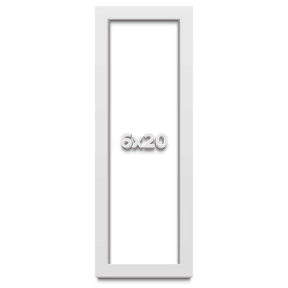 6x20 Shadow Box High Gloss White Display Frame | 1.625 Inches Deep | 1 Inch Moulding Width | Solid