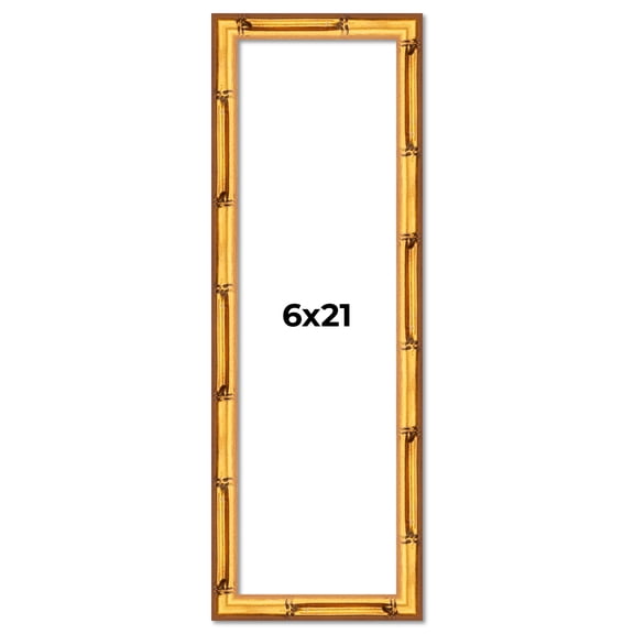 6x21 Frame Gold Bamboo Picture Frame - Complete Modern Photo Frame Includes UV Acrylic Shatter