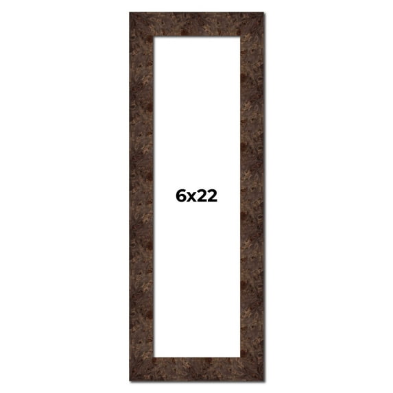 6x22 Frame Brown Burl Real Wood Picture Frame Width 1.625 Inches | Interior Frame Depth 0.5 Inches