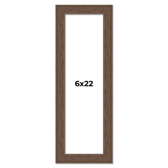 6x22 Frame Brown Farmhouse Solid Wood Picture Frame Width 1.5 Inches | Interior Frame Depth 0.5