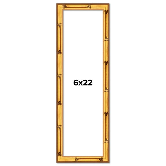 6x22 Frame Gold Bamboo Solid Wood Picture Frame | 1 Inch Moulding Width | Interior Frame Depth 0.75