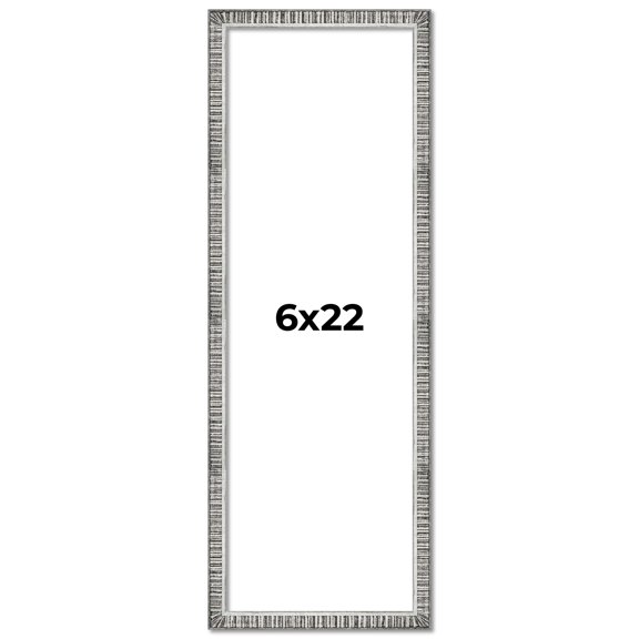 6x22 Frame Silver Grey Distressed Solid Wood Picture Frame | 0.75 Inch Moulding Width | Interior