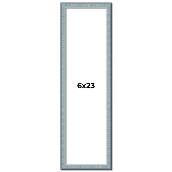 6x23 Frame Blue Scuffed Farm Board Solid Wood Picture Frame Width 0.75 Inches | Interior Depth 0.5