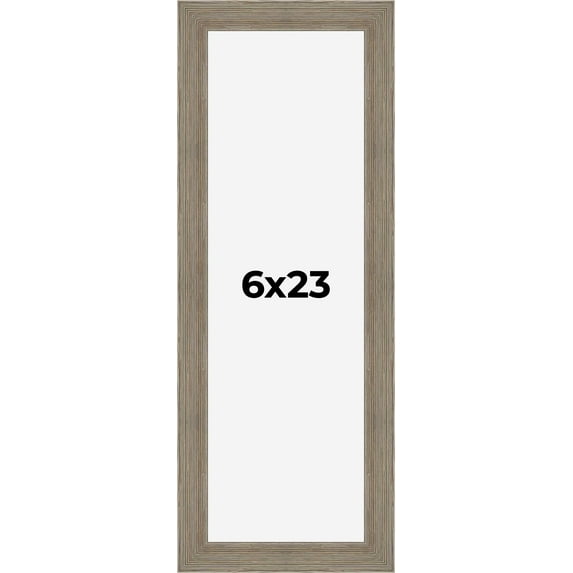 6x23 Frame Gray Barnwood Rustic Solid Wood Picture Frame | 1.5 Inch Moulding Width | Includes UV