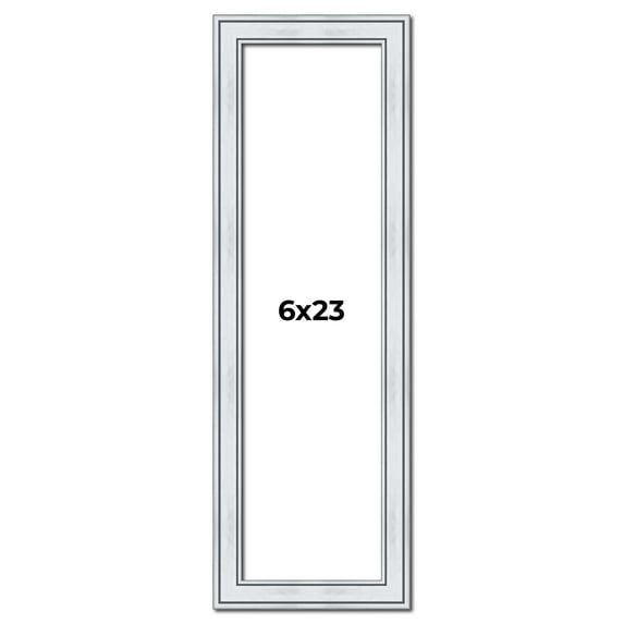 6x23 Frame Sterling Silver Solid Wood Picture Frame | 1.25 Inch Moulding Width | 0.75 Inch Interior