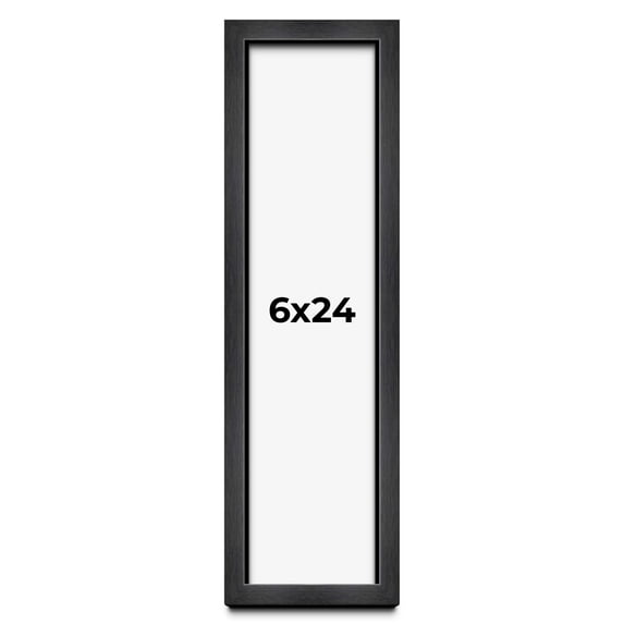 6x24 Frame Black Charcoal Grey Wood Textured Picture Frame | 0.75 Inch Moulding Width | Gunmetal