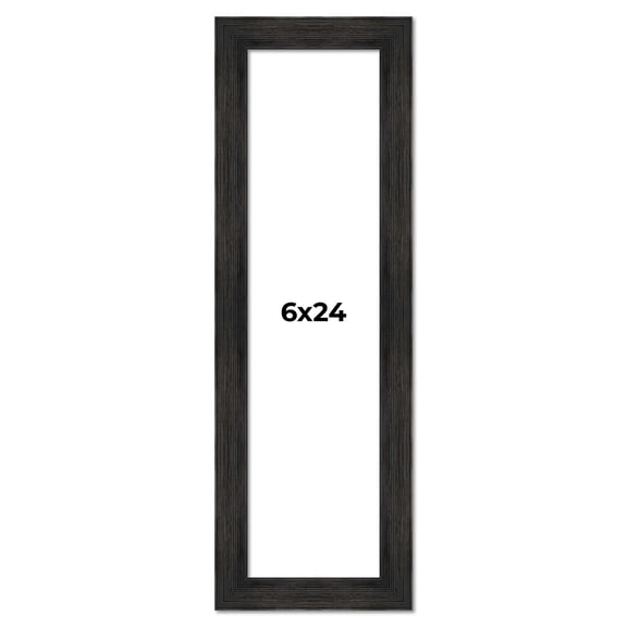 6x24 Frame Black Rustic Barnwood Solid Wood Picture Frame | 1.5 Inch Moulding Width | Includes UV