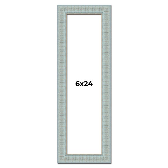 6x24 Frame Blue Teal Distressed Solid Wood Picture Frame | 1.625 Inch Moulding Width | Sonoma Blue