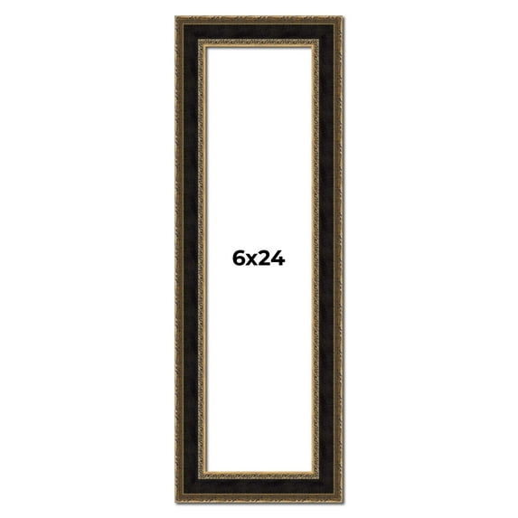 6x24 Frame Gold Antique Vintage Sold Wood Picture Frame | 1.75 Inch Moulding Width | Interior Frame
