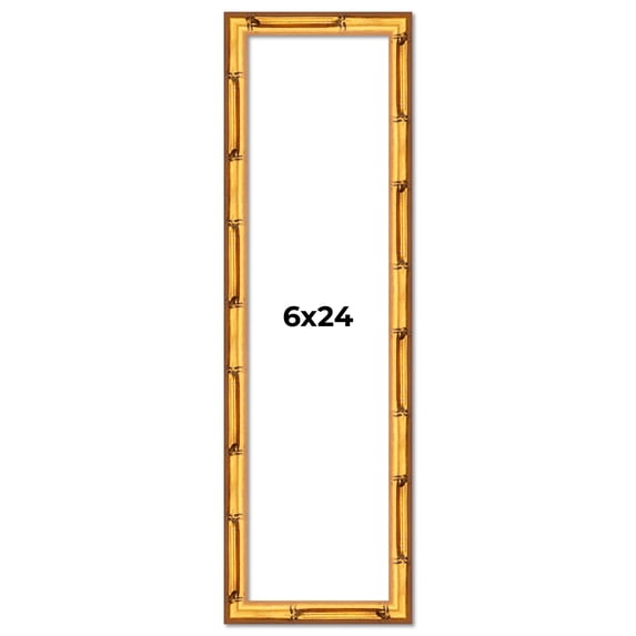 6x24 Frame Gold Bamboo Solid Wood Picture Frame | 1 Inch Moulding Width | Interior Frame Depth 0.75