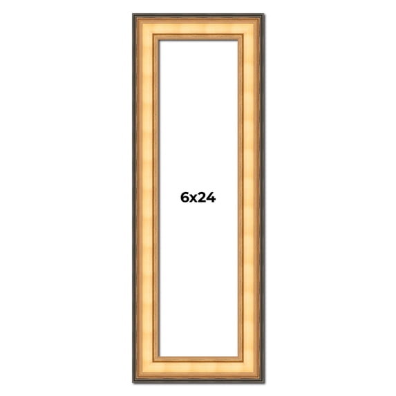 6x24 Frame Gold Plein Aire Solid Wood Picture Frame Width 2 Inches | Interior Frame Depth 0.5