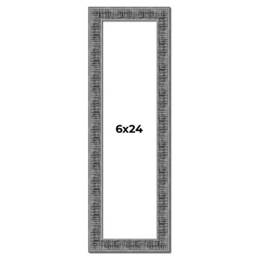 6x24 Frame Silver Black Rustic Sonoma Solid Wood Picture Frame | 1.5 Inch Moulding Width | Complete