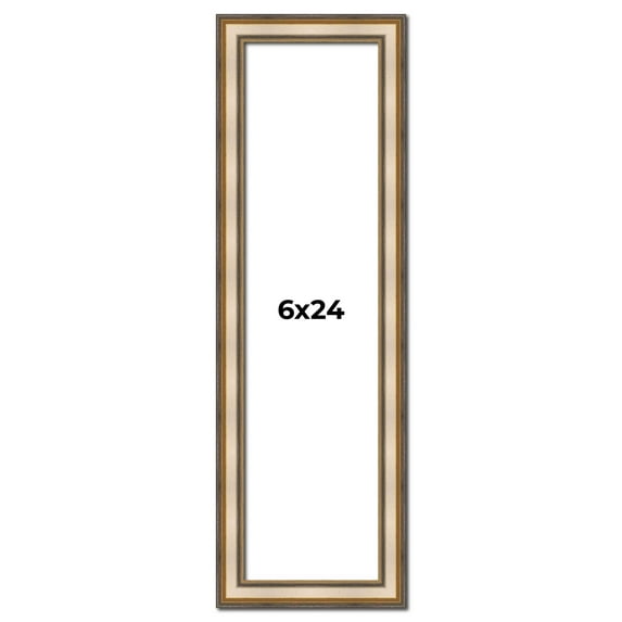 6x24 Frame Silver Solid Wood Picture Frame Width 1.25 Inches | Interior Frame Depth 0.375 Inches |