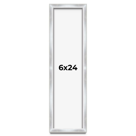 6x24 Frame Silver Whitewashed Wood Grain Solid Wood Shadow Box | 0.75 Inch Moulding Width | 0.75