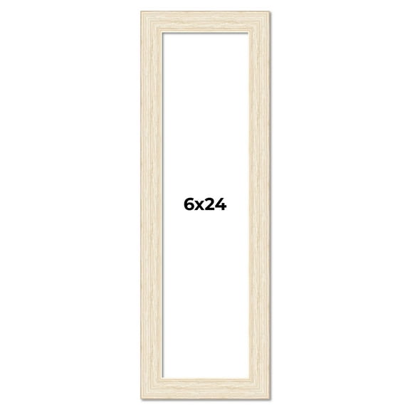 6x24 Frame White Barnwood Picture Frame Includes UV Acrylic Plexiglass, Acid Free Foam Backing