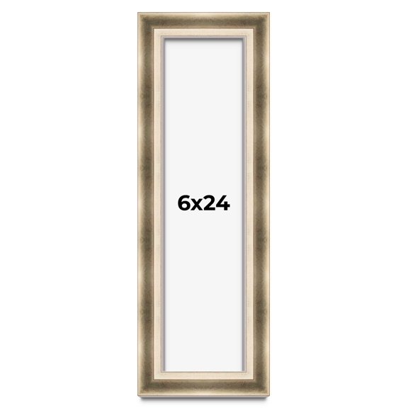 6x24 Shadow Box Frame Silver | 1.75 inches Deep Real Wood Traditional Shadowbox Display Frame | UV
