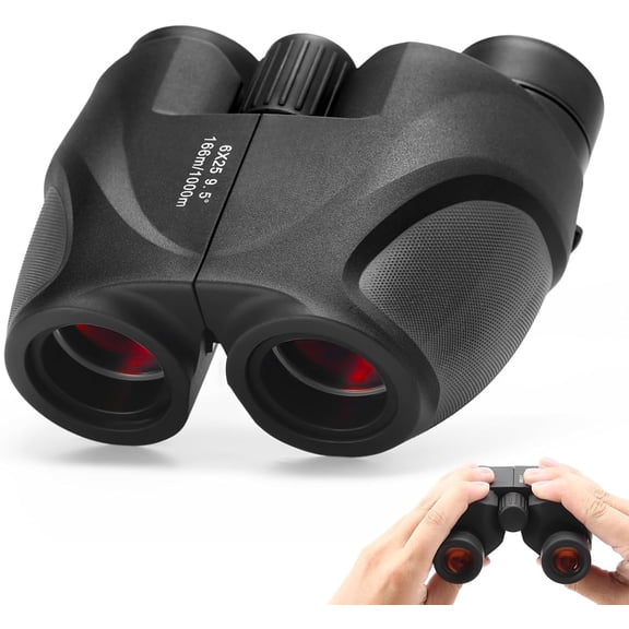 6x25 Compact Binoculars, Mini Pocket Small Portable Size 9.5 Wide Angle Field of View 21mm Large Eyepiece ED Glasses Bak-4 Prism Professional HD for Adults Travel Sports Cruise Birding Opera
