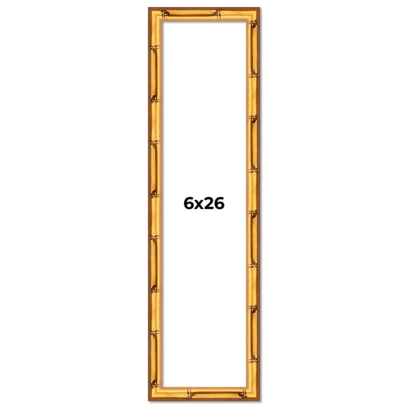 6x26 Frame Gold Bamboo Picture Frame - Complete Modern Photo Frame Includes UV Acrylic Shatter