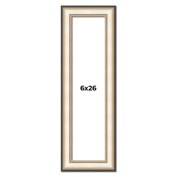 6x26 Frame Gold Silver Plein Aire 2" Inch Wide Moulding Solid Wood Picture Frame | Modena