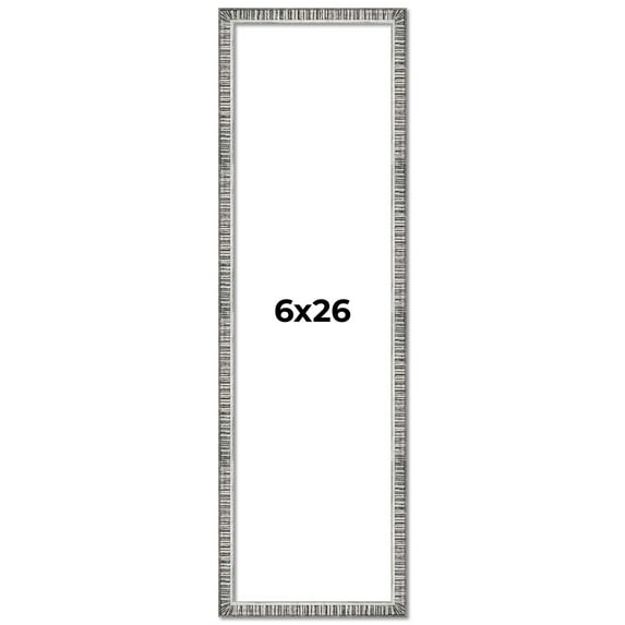 6x26 Frame Silver Grey Distressed Solid Wood Picture Frame | 0.75 Inch Moulding Width | Interior