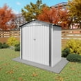 thumbnail image 1 of 6x3.5FT Outdoor Storage Shed for Backyard, Pitched Roof Tool Shed with Window and Lockable Door, Air Vent, Metal Compact Shelter for Garden,Backyard, White, 1 of 9