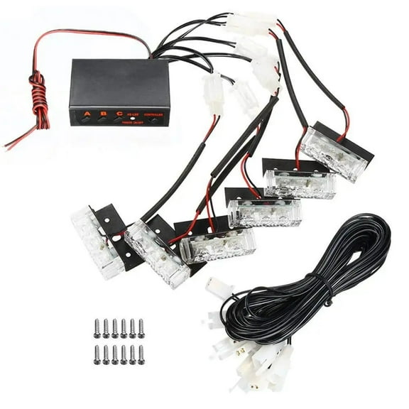 6x3 LED Amber Car Grille Strobe White light Police Fireman Car Front Bumper strobe Emergency light Flashing Warning lamp 12V