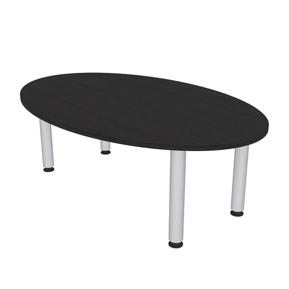 6x3 Oval Shaped Conference Room Table With Silver Legs Power And Data