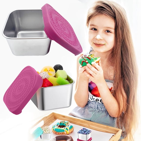 6x3 Oz Salad Dressing Container to Go,Square Lunch Containers,Handy Leakproof Stainless Steel Meal Prep Containers Reusable,Sauce Containers for Lunch Box,Picnics,Travel,Office and Kitchen,Hot Pink