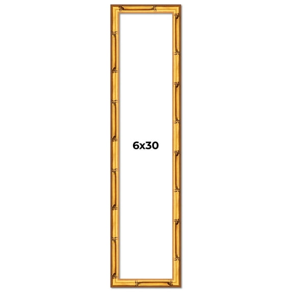 6x30 Frame Gold Bamboo Picture Frame - Complete Modern Photo Frame Includes UV Acrylic Shatter