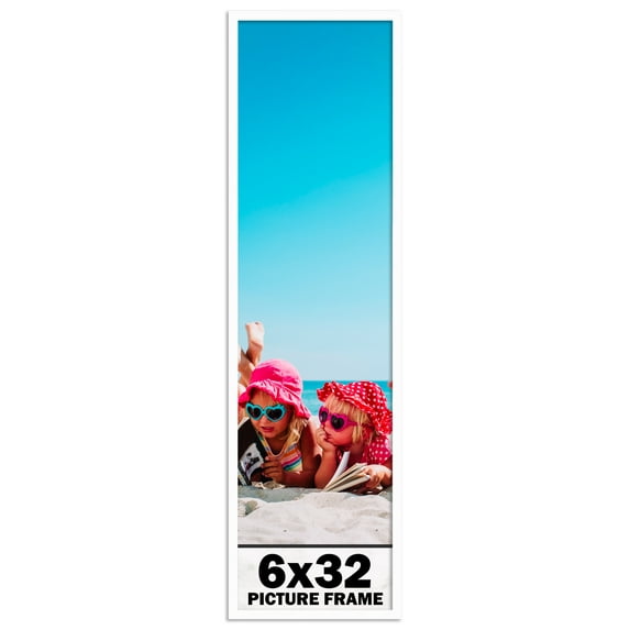 6x32 Frame White Solid Wood Picture Frame Includes UV Acrylic Shatter Guard Front, Acid Free Foam