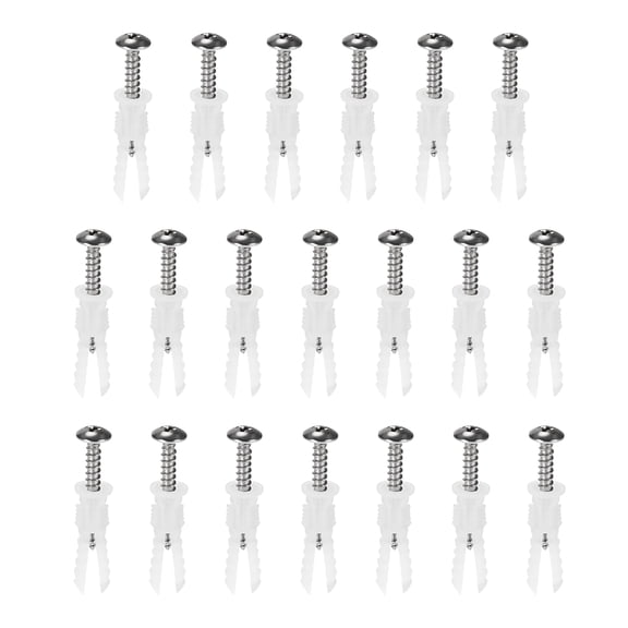 6x32mm Expansion Pipe with Screws Plastic White 20 Pack