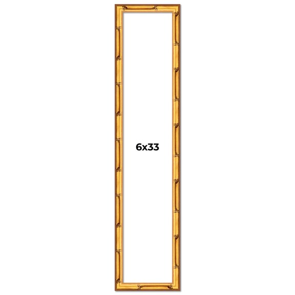 6x33 Frame Gold Bamboo Picture Frame - Complete Modern Photo Frame Includes UV Acrylic Shatter