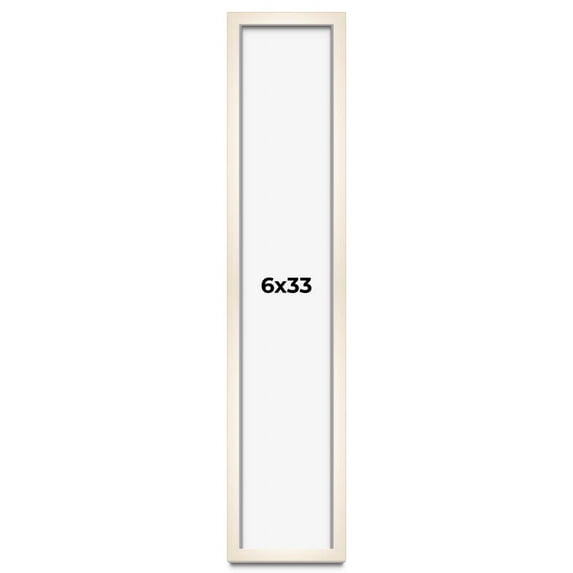 6x33 Frame White Wash Solid Wood Picture Frame | 0.75 Inch Moulding Width | Includes UV Acrylic