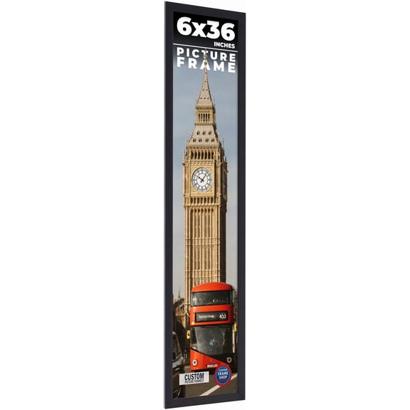 6x36 Frame Black Real Wood Picture Frame Width 0.75 inches | Interior Frame Depth 0.5 inches | Noir