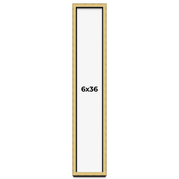 6x36 Shadow Box Frame Gold | 1.375 Inches Deep Real Wood Contemporary Shadowbox Display Frame | UV