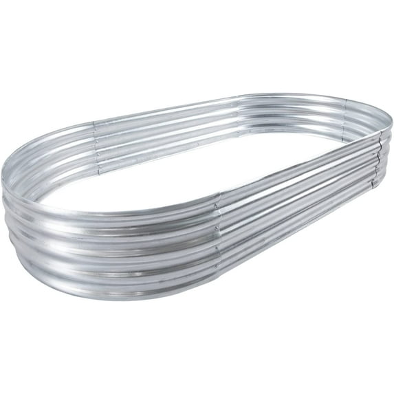 6x3x1ft Galvanized Garden Bed, Outdoor Elevated Raised Garden Bed Vegetables Flowers Garden Bed Galvanized Steel Garden Planter Box, Oval Raised Bed Kit, Silver