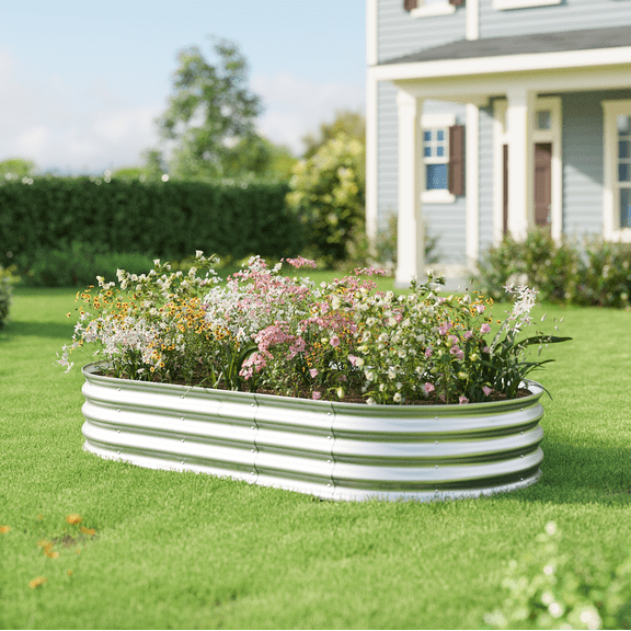 6x3x1ft Outdoor Metal Raised Garden Bed Planter Box for Vegetables, Flowers, Herbs