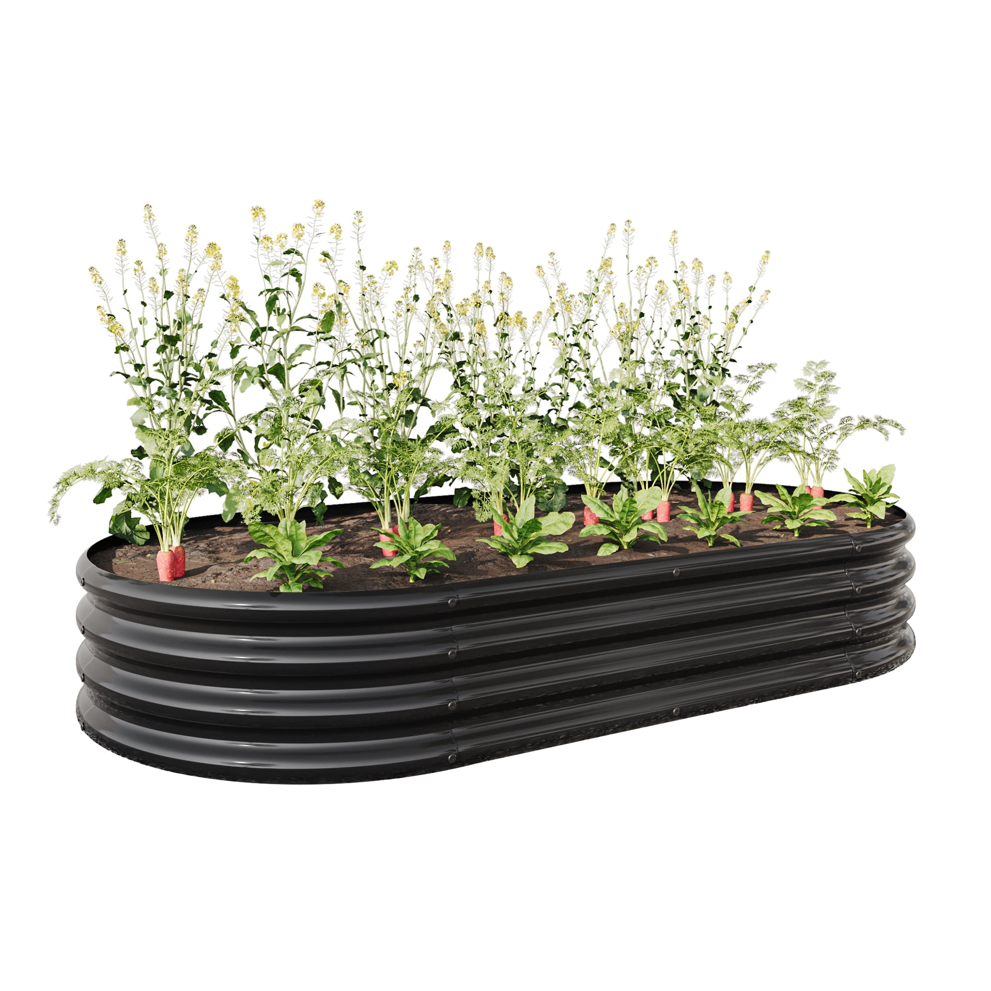Best Choice Products 4x2x2ft Outdoor Raised Metal Oval Garden Bed Planter Box for Vegetables Flowers Sage Green