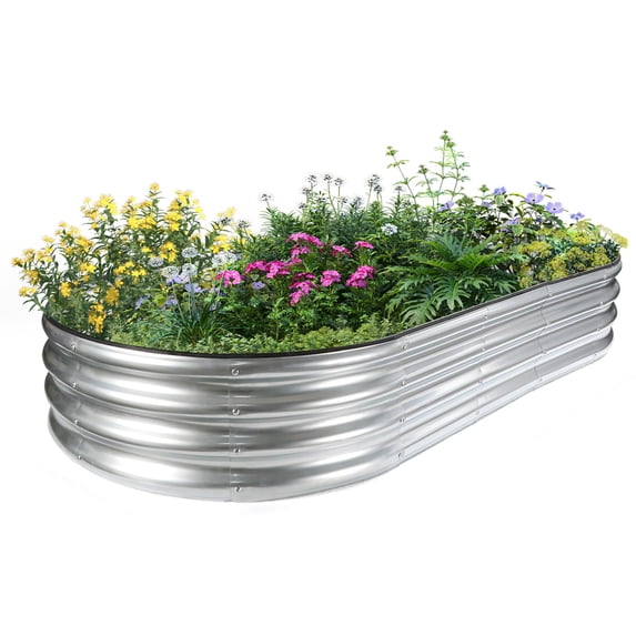 6x3x1ft Raised Garden Bed Kit with Support Rods Outdoor Metal Planter ...