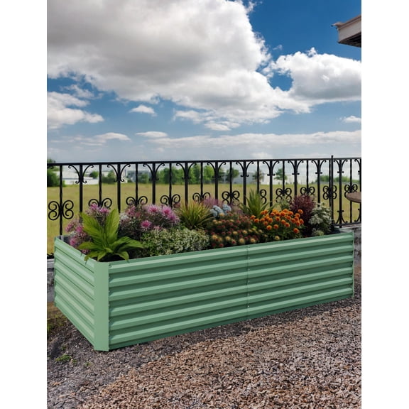 6x3x2 ft Galvanized Raised Garden Bed, Deep Root Planter Box for Vegetables, Flowers & Herbs - 269 Gallon Capacity, Rust-Resistant Outdoor Raised Bed Kit with Easy Assembly, Green