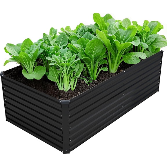 6x3x2FT Galvanized Raised Garden Bed Kit,Vegetable Plant Boxes-Rectangle Metal Flower Box,Large Planter Raised Beds Outdoor Garden for Planting,Fruit,Herb-Black