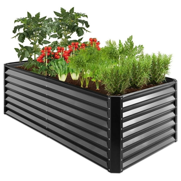 6x3x2ft Outdoor Metal Raised Garden Bed, Deep Root Box Planter for Vegetables, Flowers, , and Succulents w/ 269 Gallon Capacity - Gray