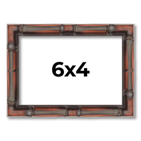 6x4 Bamboo Walnut Complete Wood Picture Frame with UV Acrylic, Foam Board Backing, & Hardware