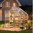 thumbnail image 1 of 6x4 FT Greenhouse Kit for Outdoors – Durable Aluminum Frame, Sliding Lockable Door, Adjustable Roof Vent, Gutter System, Easy Assembly–Original Color, 1 of 9