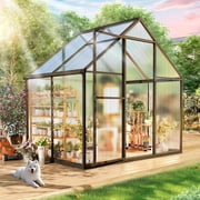 6x4 FT Greenhouse for Outdoors, NEORIVER Quick Assembly Polycarbonate Green House with UV Protection, Heavy-Duty Windproof Aluminum Frame, Adjustable Roof Vent   for Backyard, Garden or Patio