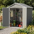 thumbnail image 1 of 6x4 FT Outdoor Storage Shed with Window, Lockable Door & Ramp,Resin Storage Shed with Vents,Resin Plastic Storage Shed for Backyard, Patio, Poolside, 1 of 7