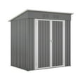thumbnail image 1 of 6x4 FT Outdoor Tool Storage Shed with Metal Foundation & Lockable Doors, All Weather Metal Sheds for Garden, Patio, Backyard, Lawn, Gray, 1 of 8