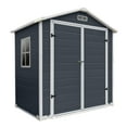 thumbnail image 1 of 6x4 FT Plastic Tool Shed - Features Window, Lockable Door & UV-Resistant Vents with Floor( Cold Grey), 1 of 12