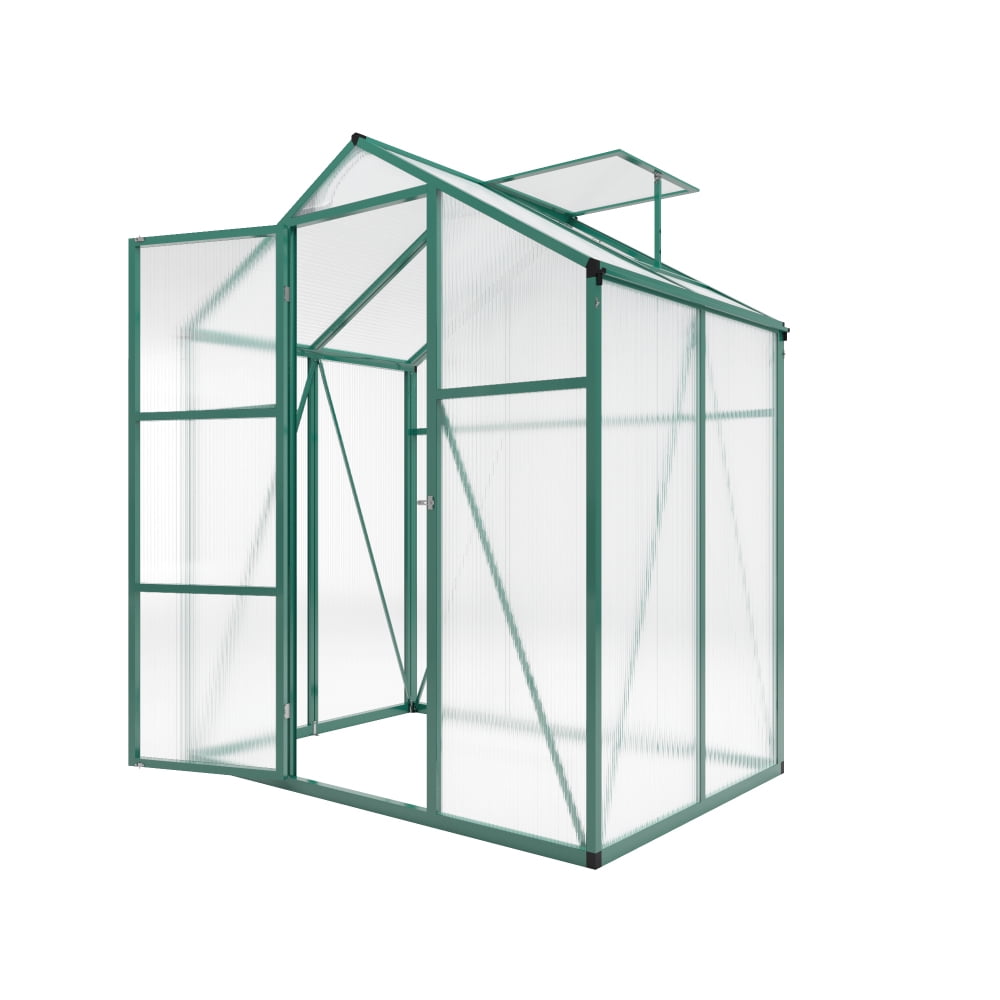 6x4 FT Tall-Height Windproof Greenhouse - Aluminum Frame with Raised Base & Anchors for All-Season Use
