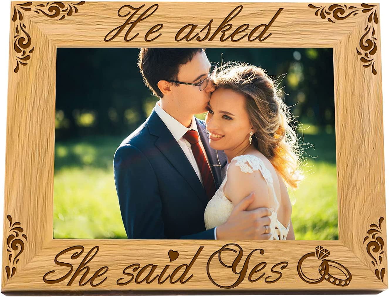 6x4 Inch Engagement Picture Frame Hanging/Tabletop Wood Photo Frame ...